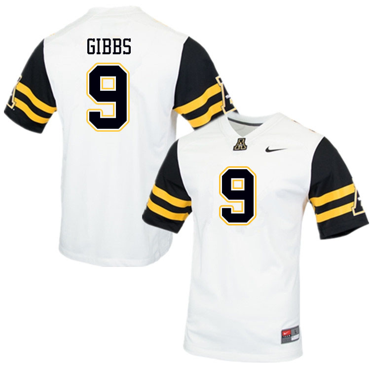 Men #9 Jackson Gibbs Appalachian State Mountaineers College Football Jerseys Sale-White